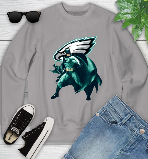 NFL Batman Football Sports Philadelphia Eagles Youth Sweatshirt 4