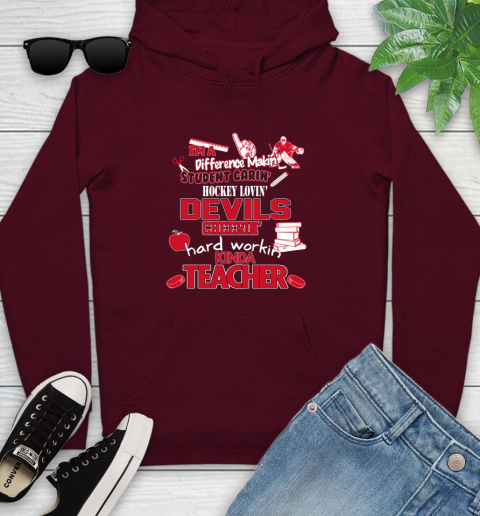 New Jersey Devils NHL I'm A Difference Making Student Caring Hockey Loving Kinda Teacher Youth Hoodie 7