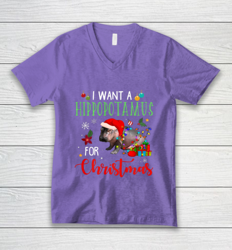 I Want A Hippopotamus For Christmas Hippo Fiona V-Neck T-Shirt 8