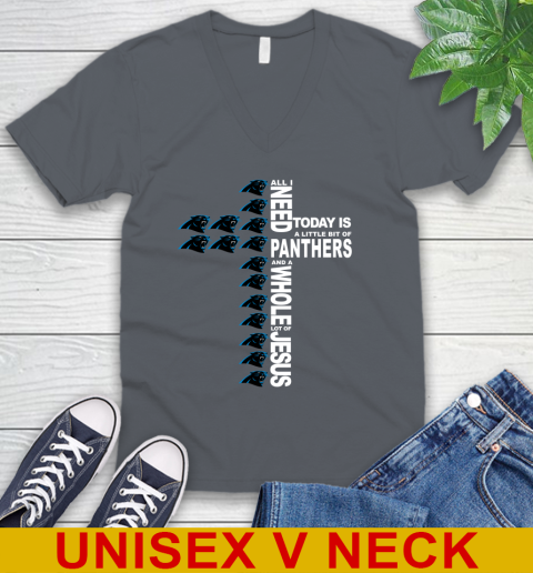 NFL All I Need Today Is A Little Bit Of Carolina Panthers Shirt V-Neck T-Shirt 4
