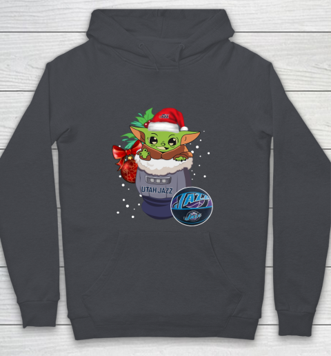 Utah Jazz Christmas Baby Yoda Star Wars Funny Happy NBA Youth Hoodie 7