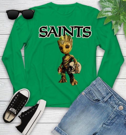 New Orleans Saints NFL Football Groot Marvel Guardians Of The Galaxy Youth Long Sleeve 6