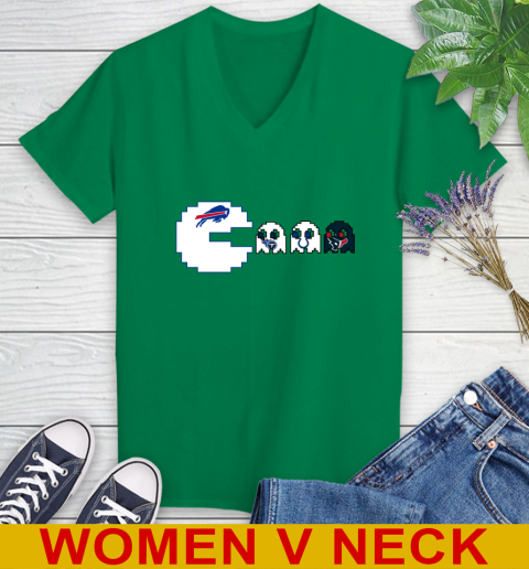 Buffalo Bills NFL Football Pac Man Champion Women's V-Neck T-Shirt 6