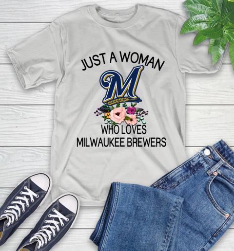 MLB Just A Woman Who Loves Milwaukee Brewers Baseball Sports T-Shirt