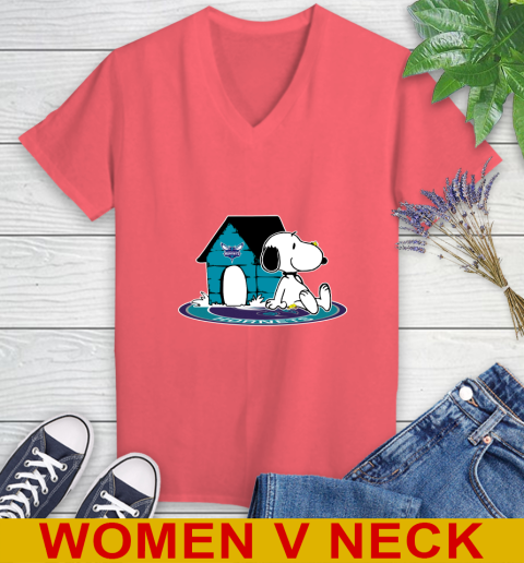 NBA Basketball Charlotte Hornets Snoopy The Peanuts Movie Shirt Women's V-Neck T-Shirt 7