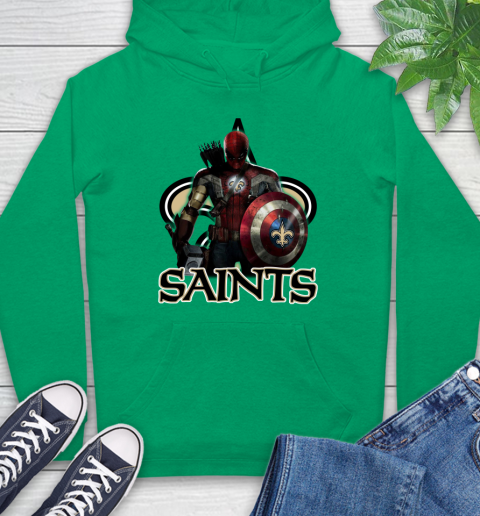 NFL Captain America Thor Spider Man Hawkeye Avengers Endgame Football New Orleans Saints Hoodie 8