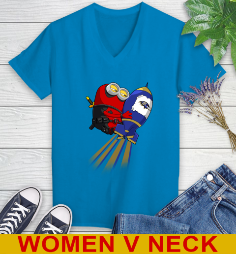 NFL Football Baltimore Ravens Deadpool Minion Marvel Shirt Women's V-Neck T-Shirt 8 NFL Football Baltimore Ravens Deadpool Minion Marvel Shirt Women's V-Neck T-Shirt - Image 8