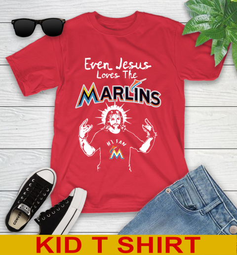 Miami Marlins MLB Baseball Even Jesus Loves The Marlins Shirt Youth T-Shirt 11