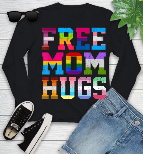 Nurse Shirt Distressed Free Mom hugs shirt love rainbow LGBT PRIDE 2020 T Shirt Youth Long Sleeve