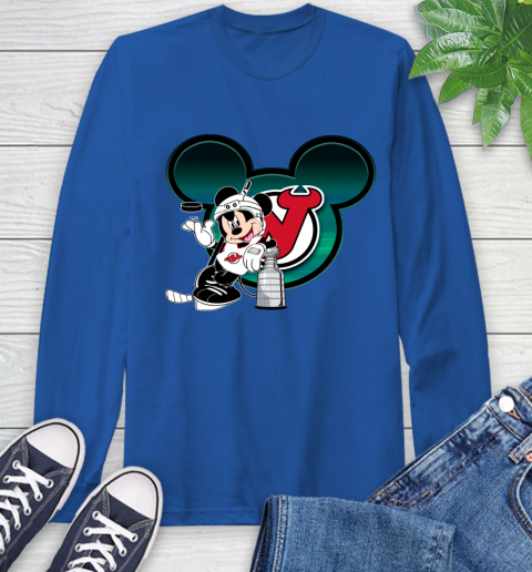 NHL New Jersey Devils Stanley Cup Mickey Mouse Disney Hockey T Shirt Long Sleeve T-Shirt - Image 10