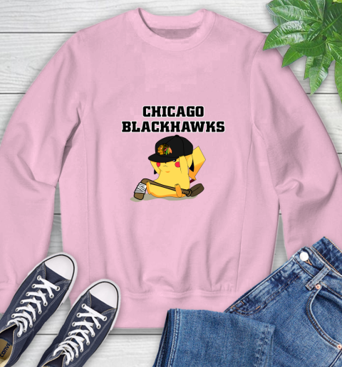 NHL Pikachu Hockey Sports Chicago Blackhawks Sweatshirt Tee For