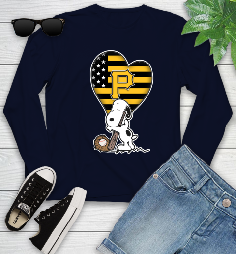 Pittsburgh Pirates MLB Baseball The Peanuts Movie Adorable Snoopy Youth Long Sleeve 3