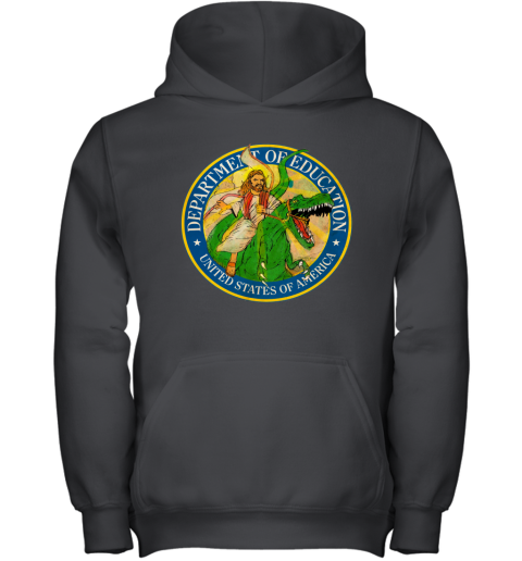k0wt department of education badass jesus riding a dinosaur shirts youth hoodie 43 front black
