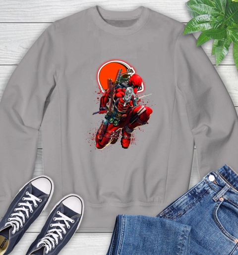 NFL Deadpool Marvel Comics Sports Football Cleveland Browns Sweatshirt 5