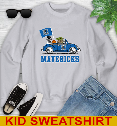 NBA Basketball Dallas Mavericks Darth Vader Baby Yoda Driving Star Wars Shirt Youth Sweatshirt 4