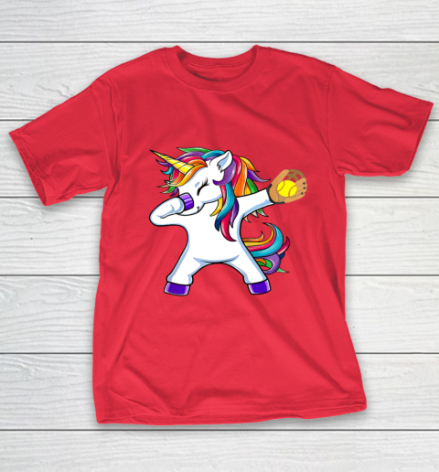 Dabbing Unicorn Softball T Shirt Funny Dab Gift T-Shirt 22