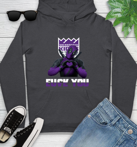 NBA Sacramento Kings Deadpool Love You Fuck You Basketball Sports Youth Hoodie 8