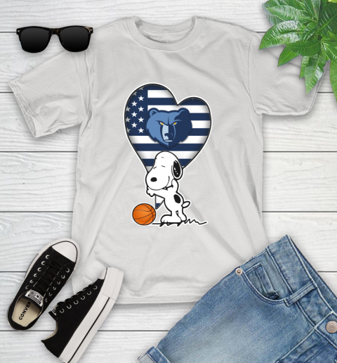 Memphis Grizzlies NBA Basketball The Peanuts Movie Adorable Snoopy Youth T-Shirt