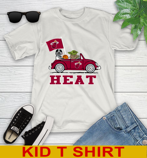 NBA Basketball Miami Heat Darth Vader Baby Yoda Driving Star Wars Shirt Youth T-Shirt 12