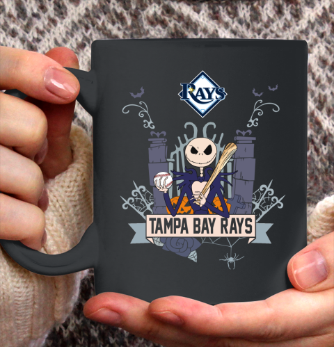 MLB Tampa Bay Rays Baseball Jack Skellington Halloween Ceramic Mug 11oz