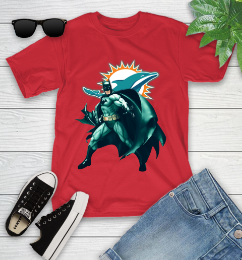 NFL Batman Football Sports Miami Dolphins Youth T-Shirt 10