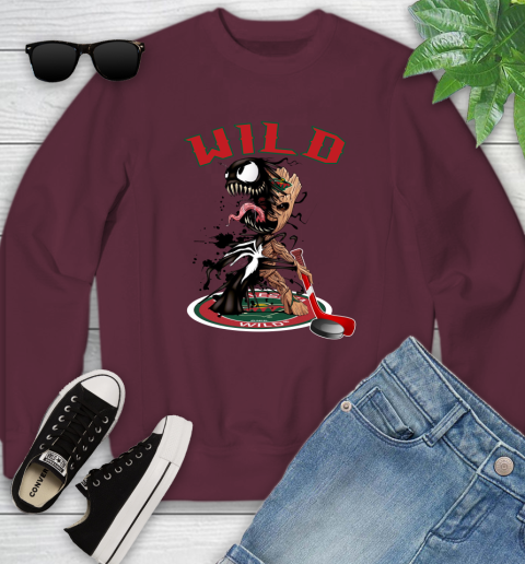 NHL Minnesota Wild Hockey Venom Groot Guardians Of The Galaxy Youth Sweatshirt 5