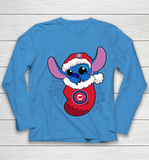 Chicago Cubs Christmas Stitch In The Sock Funny Disney MLB Youth Long Sleeve 7