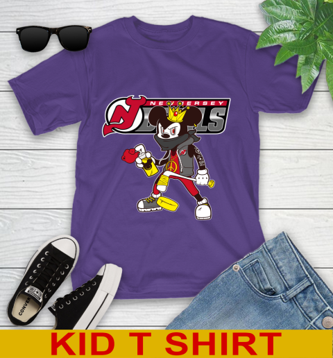 New Jersey Devils NHL Hockey Mickey Peace Sign Sports Youth T-Shirt 4