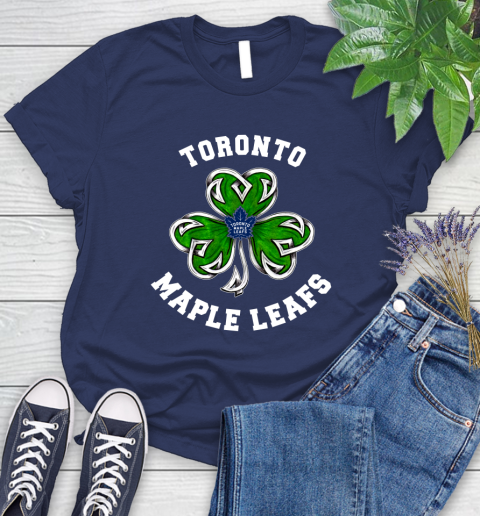 NHL Toronto Maple Leafs Three Leaf Clover St Patrick's Day Hockey Sports Women's T-Shirt 14