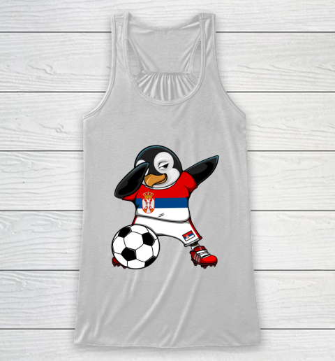 Dabbing Penguin Serbia Soccer Fans Jersey Football Lovers Racerback Tank