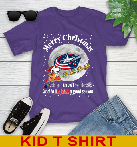 Columbus Blue Jackets Merry Christmas To All And To Blue Jackets A Good Season NHL Hockey Sports Youth T-Shirt 3