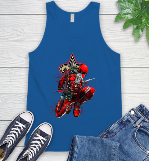 NFL Deadpool Marvel Comics Sports Football New Orleans Saints Tank Top 5