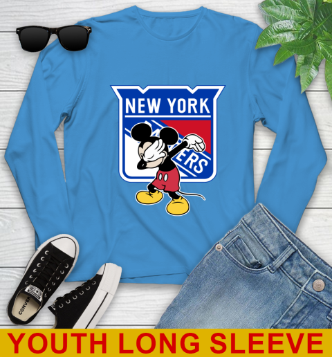 New York Rangers NHL Hockey Dabbing Mickey Disney Sports Youth Long Sleeve 8