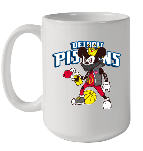 Detroit Pistons NBA Basketball Mickey Peace Sign Sports Ceramic Mug 15oz