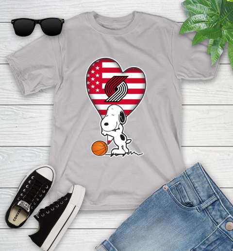 Portland Trail Blazers NBA Basketball The Peanuts Movie Adorable Snoopy Youth T-Shirt 12