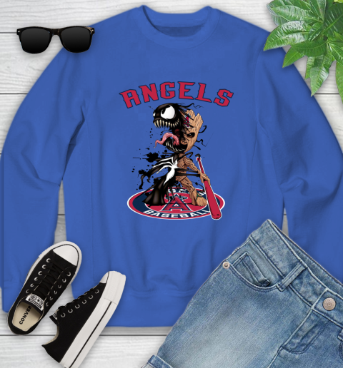 MLB Los Angeles Angels Baseball Venom Groot Guardians Of The Galaxy Youth Sweatshirt 8