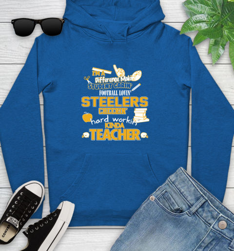 Pittsburgh Steelers NFL I'm A Difference Making Student Caring Football Loving Kinda Teacher Youth Hoodie 11