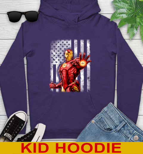 Los Angeles Lakers NBA Basketball Iron Man Avengers American Flag Shirt Youth Hoodie 5