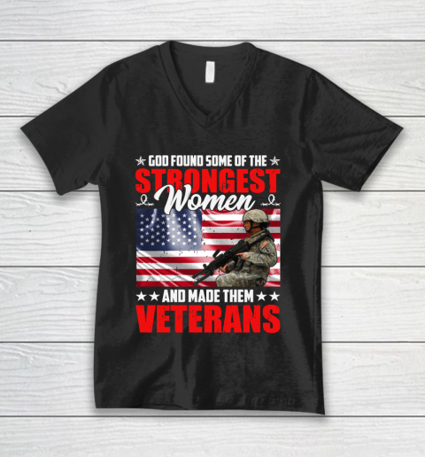 God Found Some of the Strongest Veteran V-Neck T-Shirt