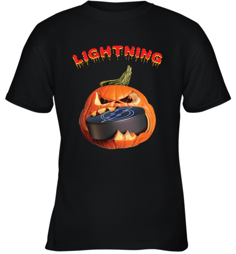 NHL Tampa Bay Lightning Halloween Pumpkin Hockey Sports OlBXjUwGS2n youth t shirt 26 95 151514 front black
