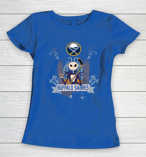 NHL Buffalo Sabres Hockey Jack Skellington Halloween Women's T-Shirt 8