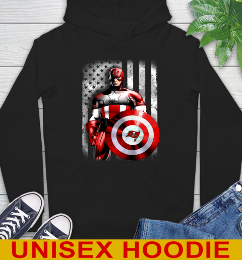 Tampa Bay Buccaneers NFL Football Captain America Marvel Avengers American Flag Shirt Hoodie
