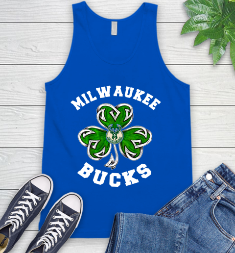NBA Milwaukee Bucks Three Leaf Clover St Patrick's Day Basketball Sports Tank Top 4