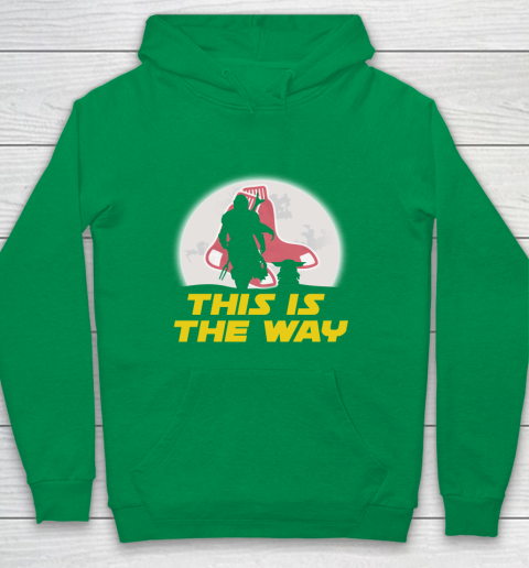 Boston Red Sox MLB Baseball Star Wars Yoda And Mandalorian This Is The Way Youth Hoodie 4