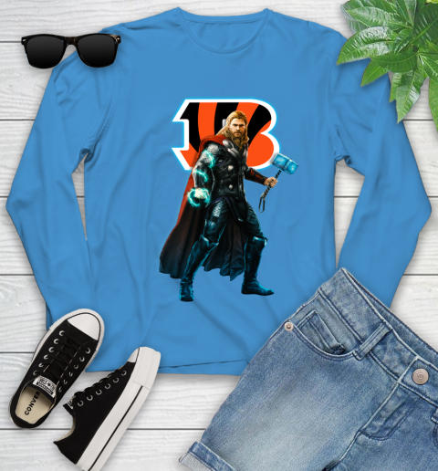 NFL Thor Avengers Endgame Football Cincinnati Bengals Youth Long Sleeve 7