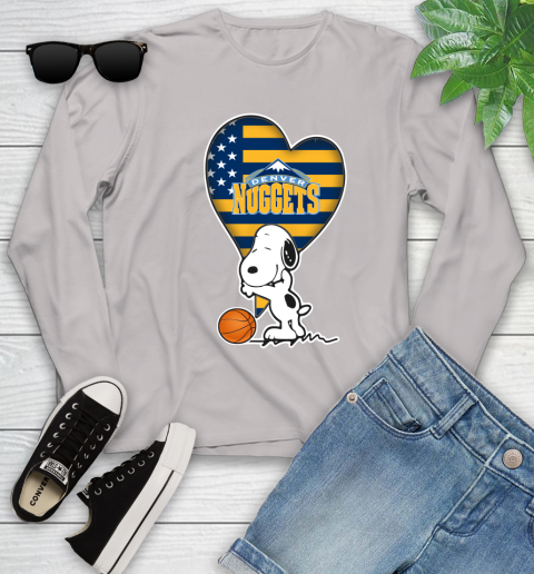Denver Nuggets NBA Basketball The Peanuts Movie Adorable Snoopy Youth Long Sleeve 12