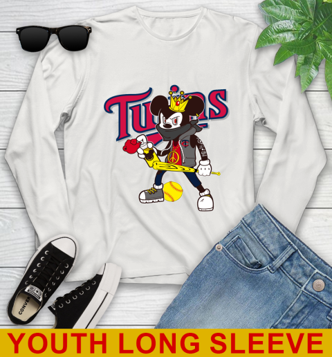 Minnesota Twins MLB Baseball Mickey Peace Sign Sports Youth Long Sleeve 12