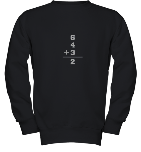 6  4  3 = 2 Baseball Math Apparel for Baseball Lovers Youth Sweatshirt