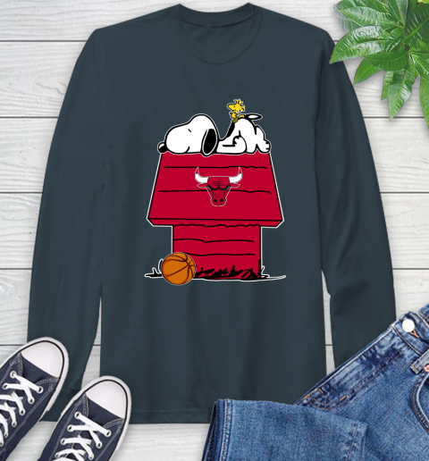 Chicago Bulls NBA Basketball Snoopy Woodstock The Peanuts Movie Long Sleeve T-Shirt 8