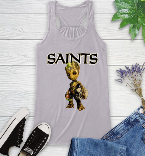 New Orleans Saints NFL Football Groot Marvel Guardians Of The Galaxy Racerback Tank 5